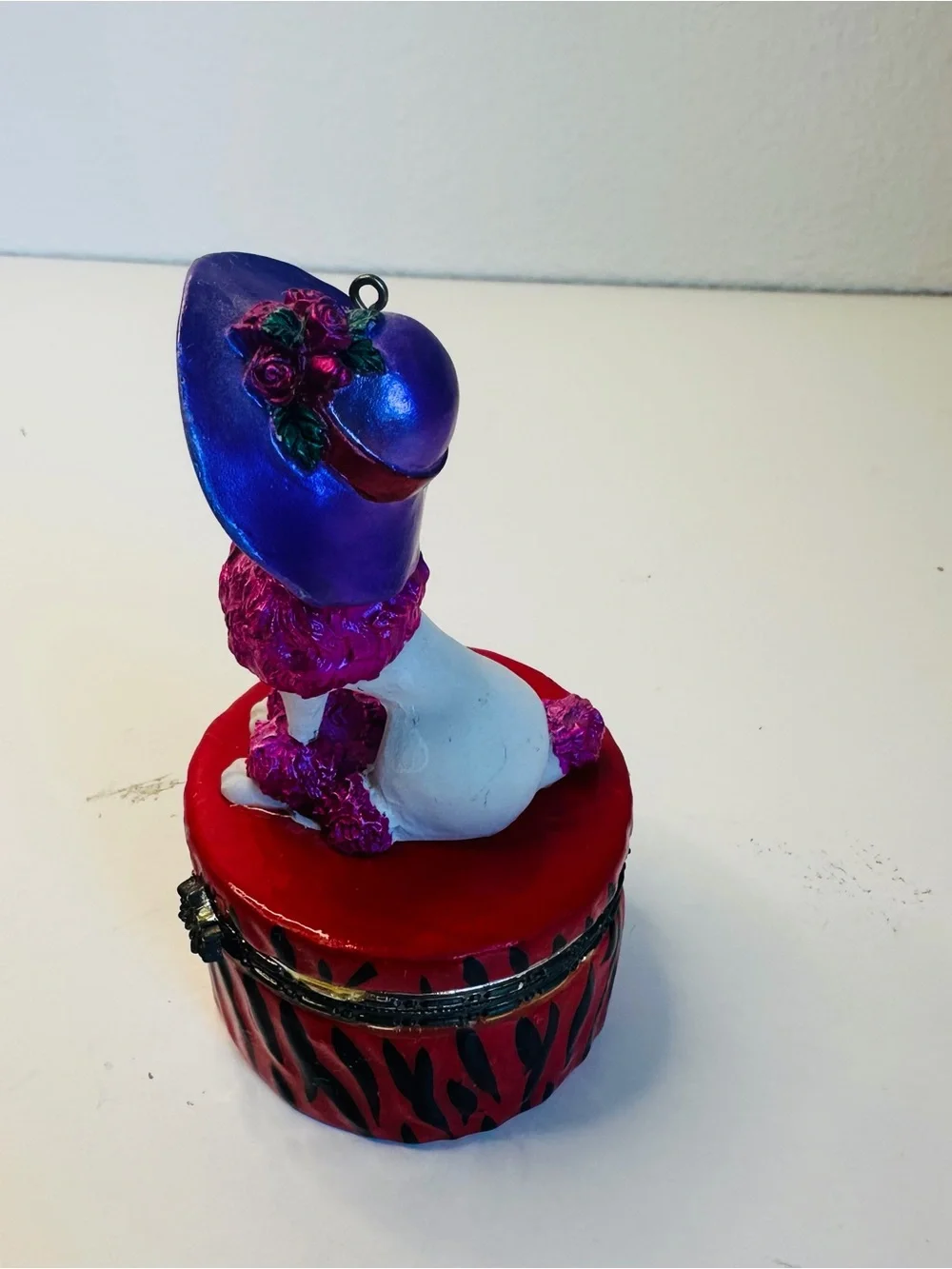 Red Purple Poodle Trinket Box